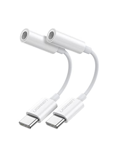 UGREEN Adaptador USB Tipo C a Jack 3.5mm, 2 Pack HiFi Sonido USB C Adaptador para Auriculares Compatible con Xiaomi Mi A2/Mi 8 Lite/Mi 9/MIX 3, Huawei P40/P30 Pro/P20/Mate 20 Pro, OnePlus 8/8 Pro/7T/7