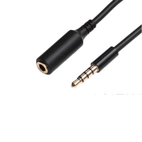 CABLEPELADO Cable alargador Jack 3.5 mm con microfono 4 Pines (1 Metro, Negro)