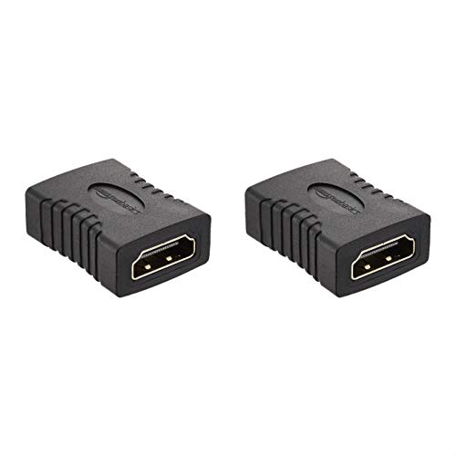 Amazon Basics - Adaptador HDMI (pack de 2), 29 x 22 mm, Negro