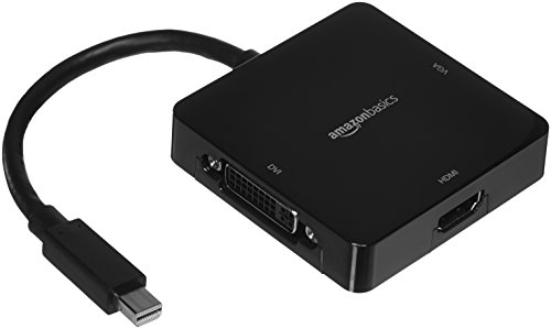Amazon Basics - Adaptador de Mini DisplayPort a HDMI/DVI/VGA - Negro