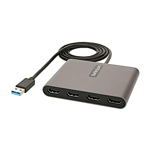 StarTech.com Adaptador USB 3.0 a 4 Puertos HDMI - Tarjeta Gráfica y de Vídeo Externa - Dongle Llave USB-A a 4x HDMI - 1080p a 60Hz - Conversor Multimonitor USB a HDMI - Solo para Windows (USB32HD4)