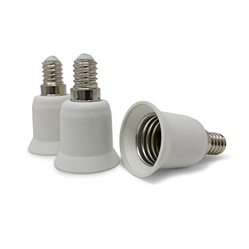CROWN LED Adaptador de 3 enchufes de lámpara de alta calidad, color blanco, casquillo E14 a casquillo E27, adaptador de bombilla para bombillas LED halógenas