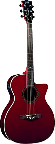 Eko Guitars - NXT A100CE SEE THROUGH RED, Guitarra acústica, Bandas Fondo Mango de Caoba, Teclado South American Roupanà, Auditorium Cutaway, Color Rojo