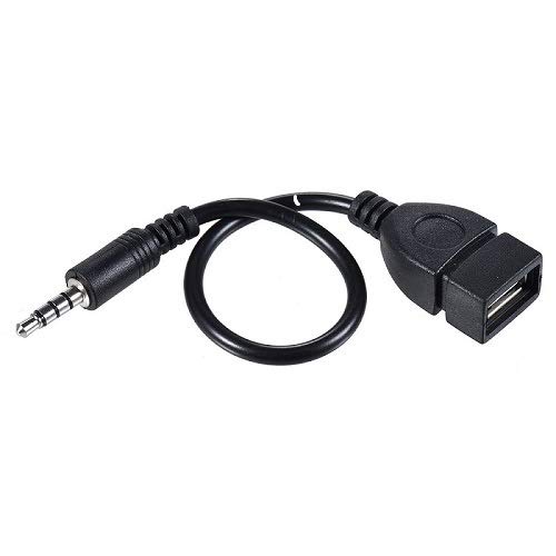 REY - Cable Convertidor Conector Adaptador Jack 3,5MM a USB 2.0 Hembra Negro