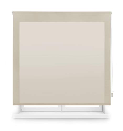Blindecor Ara | Estor enrollable translúcido liso - Marrón claro, 160 x 175 cm (ancho por alto) | Tamaño de la Tela 157 x 170 cm | Estores para ventanas