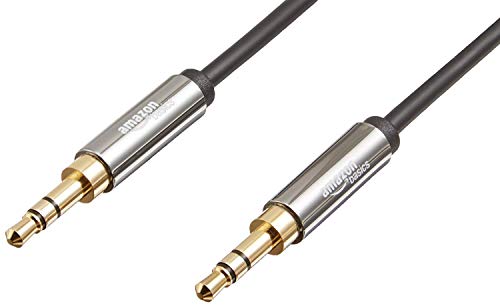 Amazon Basics-Cable de audio estéreo (conector macho de 3,5 mm a conector macho de 3,5 mm, 1,2 m) - Pack de 2