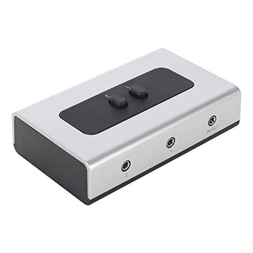 2 Puerto 3,5 mm estéreo Manual Caja de Interruptor Selector de Altavoz de Audio AUX (Orificio de Montaje en Pared Integrado, Pared o Mesa Disponible)