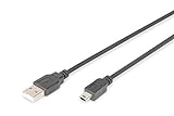 DIGITUS Cable de conexión USB 2.0-1,8 m - USB A (M) a USB Mini B (5 Pin) (M) - 480 Mbit/s - cable de conexión - Negro