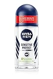 NIVEA MEN Sensible Protect desodorante roll-on (50 ml), antitranspirante para pieles sensibles, desodorante protege contra la humedad de las axilas durante 48 horas sin irritar la piel