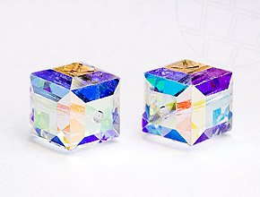 gogoritas Perlas de Cristal de Swarovski Elements Cubo 10mm (Crystal-AB), 1 Piezas
