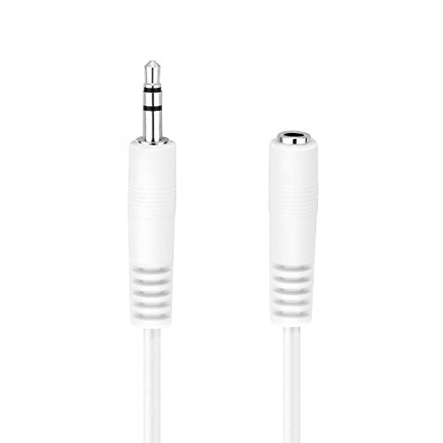 HDSupply AC016-050 Cable de extensión de audio de 3,5 mm macho a 3,5 mm hembra, diseño ultrafino, 5,00 m, blanco