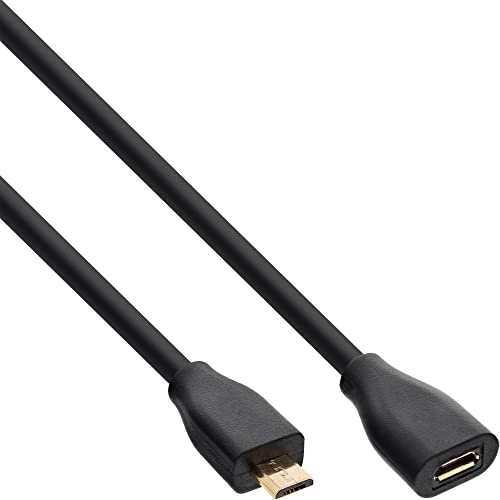 InLine 32730P - Cable USB (3 m, Micro-USB B, Micro-USB B, 2.0, Male connector / Female connector, Negro)