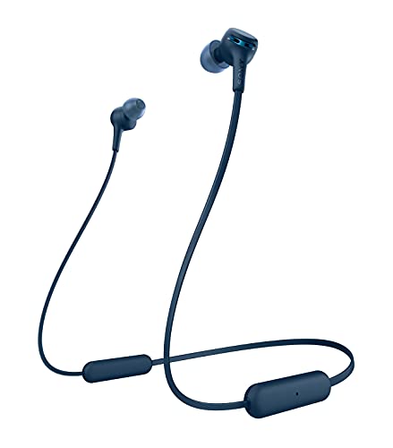 Sony WIXB400 - Auriculares inalámbricos de botón (Bluetooth, Extra Bass, 15h de batería, Tapones magnéticos para Transporte fácil, Llamadas Manos Libres, óptimo para Trabajar en casa), Azul