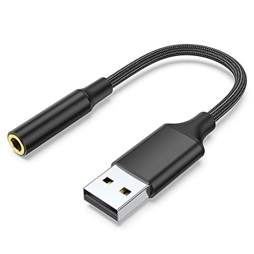 Olakin Adaptador USB a Jack 3,5mm Audio[Hi-Fi/4 Polos TRRS], Micrófono Externo USB de Tarjeta de Sonido Estéreo Adaptador Auxiliar para Auriculares, Compatible con Windows PC, PS4, Mac OS
