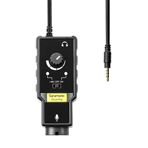 Saramonic Micrófono XLR y adaptador de guitarra de 6.3 mm con amplificador de preamplificador Phantom Power para iPhoneX 8 8 plus 7 7 plus 6 iPad iPod, teléfono inteligente Android y guitarra