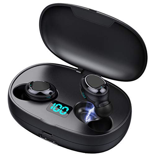 Auriculares Bluetooth 5.0 Auriculares Inalámbricos con Super Mini TAMAÑO de 3 Gramos, Más de 50 Horas de Reproducción, Sonido Estéreo de Graves Profundos & Cancelación de Ruido