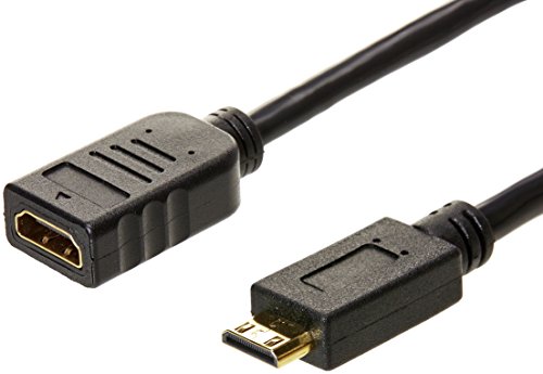Amazon Basics - Cable adaptador convertidor de Mini HDMI macho a HDMI hembra - 15 cm, Pack de 1
