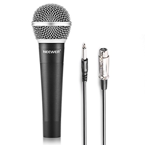 Neewer Micrófono dinámico para karaoke, escenario, estudio de grabación en casa, con conector de 1/4' a cable hembra XLR, aleación de cinc, profesional, condensador duradero, color negro