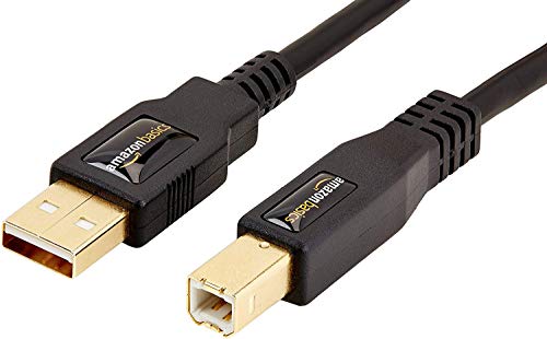 Amazon Basics - Cable USB 2.0 A macho a B macho con conectores dorados (1,8 m)