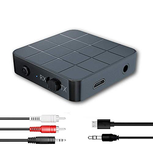 NFSK Adaptador Bluetooth 5.0 Receptor Transmisor Bluetooth 2 en 1 Adaptador Audio Bluetooth RCA & 3.5mm AUX, Audio HD Baja Latencia Audio Estéreo para TV, PC, Cascos, Portátil Auriculares