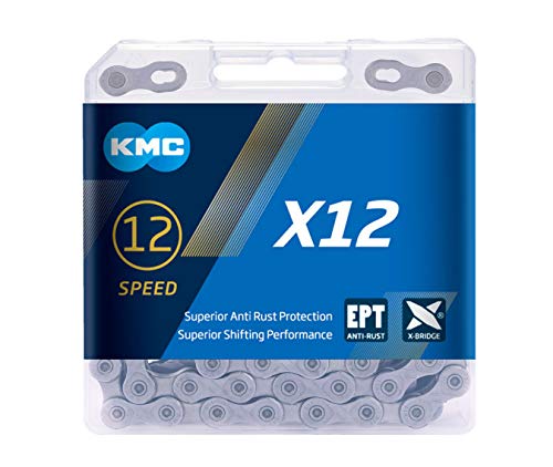 KMC X12 Ept Cadena de 12 velocidades, Unisex, Plateado Oscuro, 126 Links