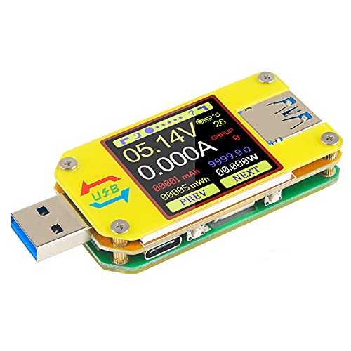 UM34C USB Meter Tester Voltaje, actual Multímetro Amperímetro Bluetooth Pantalla LCD a color de 1.44 pulgadas Medidor de impedancia de la carga de la resistencia de cable del tipo C del USB 3.0