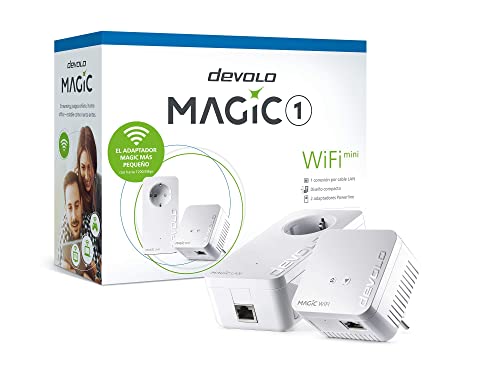 devolo Magic 1 – 1200 WiFi mini Starter Kit: Set compacto con 2 adaptadores WiFi Powerline para una red doméstica segura (1200 Mbit/s, 1 x conexión Fast Ethernet LAN, WiFi de malla, tecnología G.hn)