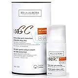 Bella Aurora, Crema facial color anti manchas, Proteccion SPF 50+, 30 ml.