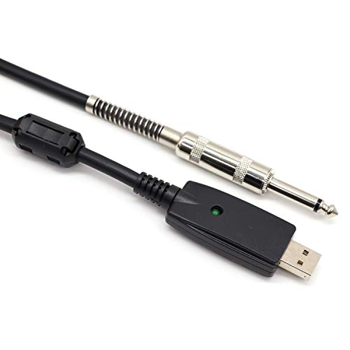 SiYear Cable USB para guitarra - USB macho a 6.35 mm Cable convertidor de guitarra eléctrica mono, Cable de audio de estudio Adaptador de cable de conector de computadora para guitarra (3M)