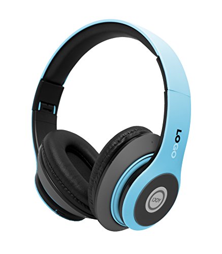 iJoy Auriculares Bluetooth Inalámbricos de Diadema con Micrófono, Ligeros Plegables y Recargables, Incluye Ranura para Tarjeta Micro SD, Azul