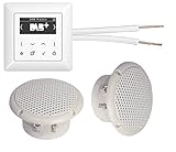 JUNG DAB+ - Radio digital empotrada (radio) DABAWW, color blanco brillante, juego completo + 2 altavoces de techo blanco (habitación húmeda/baño) + cable de altavoz de 20 m