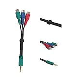 HIMM Cable macho de 3,5 mm a 3RCA hembra, adaptador de vídeo, conectores (azul-verde-rojo) para AV, audio, vídeo, TV LCD, HDTV
