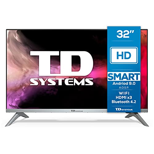 TD Systems K32DLJ12HS - Televisores Smart TV 32 Pulgadas HD Android 9.0 y HBBTV, 800 PCI Hz, 3X HDMI, 2X USB. DVB-T2/C/S2, Modo Hotel. Televisiones