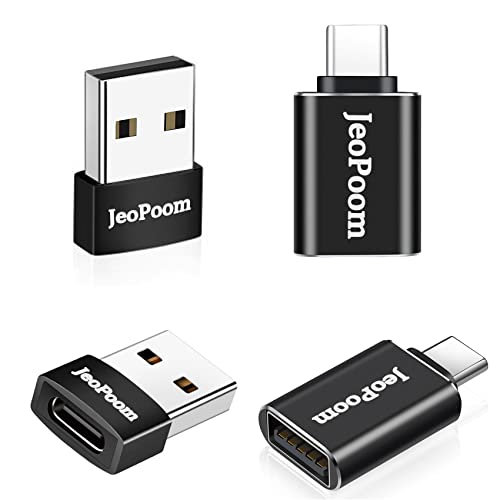 JeoPoom Adaptador USB C a USB[4 Pack], USB C a Adaptador USB Hembra OTG, Adaptador de Cable Tipo C a USB A para iPh-One 11 12 13 Pro MAX, Mac-Book Pro Air 20/19/18, Sam-Sung Galaxy S10/S9