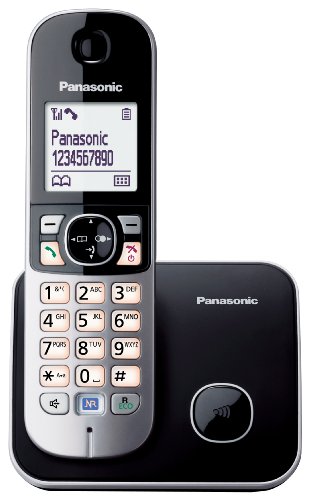 Panasonic KX-TG6811SPB - Teléfono Fijo Inalámbrico (Pantalla LCD de 1.8', Manos Libres, Identificador de Llamadas, Agenda 120 Números, Bloqueo de Llamadas, Modo ECO, Manos Libres) Negro/Plata