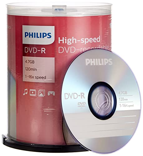 Philips DVD-R 4,7 GB / 120 Min / 16X Tarrina (100 Disc)
