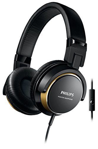 Philips SHL3265BG/00 - Auriculares de Diadema Cerrados Tipo DJ (2000 MW, micrófono, Plegables), Negro y Dorado