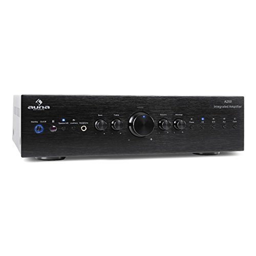 AUNA CD708 - Amplificador Audio HiFi estéreo, Potencia máxima 600W, 5 entradas de Audio RCA, Ecualizador de 3 Bandas, Mando a Distancia, Carcasa de Metal, Negro