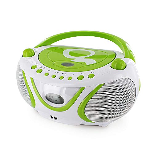 Metronic 477108 Boombox - Minicadena (Reproductor de CD/MP3, Radio, USB, 2 W), Color Blanco y Verde [Importado de Francia]