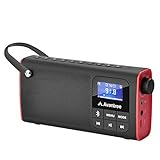 Avantree 3 en 1 Radio FM Portátil con Altavoz Bluetooth y Reproductor de Tarjeta SD MP3, Auto-búsqueda y Memorización, Pantalla LED, Batería Recargable Transistores Radios Pequeñas - SP850