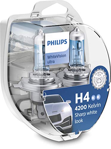 Philips 12342WVUSM WhiteVision Efecto Xenon H4 Bombilla para Faros Delanteros, 4.200K, Set de 2