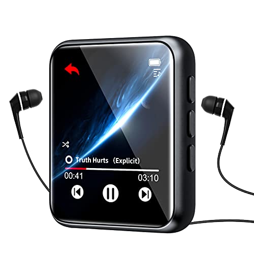 Bluetooth 5.0 Reproductor MP3, 16GB Reproductor de Música 1.8 Pulgadas Pantalla Táctil Completa, con Altavoz, FM Radio, Grabación, Podometro, Auriculares, Soporte Expandible hasta 128G…