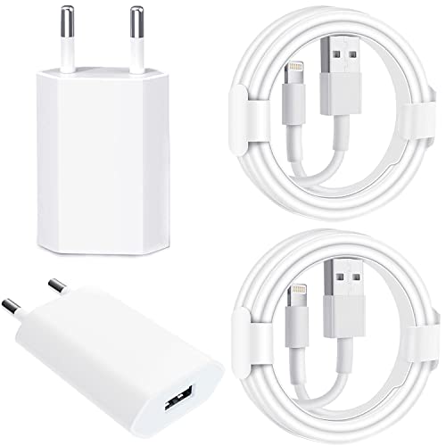 [Apple MFi Certificado] 2 Pack Cargador para iPhone, Enchufe USB 5V/1A con Cable Lightning 1M Movil Pared Enchufe Adaptador para iPhone 13/13Pro/13Pro Max/12/12Pro/SE/11/XR/XS Max/X/8/8 Plus/7/iPad