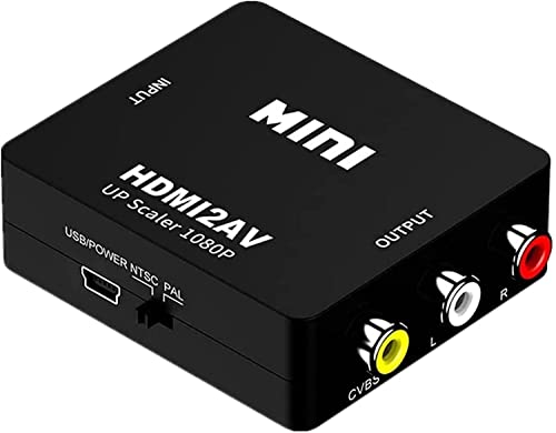 Aolirot HDMI a AV Adaptador, 3 RCA CVBS Compuesto Adaptador Convertidor Conversor de Video y Audio de señal Mini 1080P con Cable de Carga USB, Compatible para PC PS3/Laptop/Xbox / TV/VCR Cámara DVD