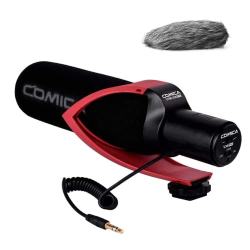 Comica CVM-V30 PRO cámara micrófono supercardiode direccional escopeta Video micrófono de condensador para Canon Nikon Sony Panasonic réflex con 3,5 mm Jack (rojo)
