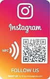 1x Pegatina Síguenos Instagram con QR y NFC | Gana Seguidores en 1 clic | QR reutilizable | Materiales premium larga duración | redes sociales | instala en pared, mostrador, ventana de tu negocio