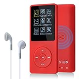 COVVY Slim Reproductor de música 8 GB portátil sin pérdida de Sonido de 70 Horas de Pantalla Reproductor de MP3 hasta 64 GB (Rojo)
