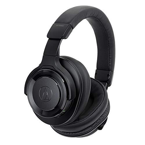 Audio Technica ATH-WS990BTBK Solid Bass Bluetooth Wireless Over-Ear Headphones High-Resolution Audio Active Noise-Cancelling Foldable with Microphones includes Travel Pouch (Black)