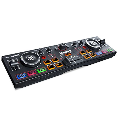 Numark DJ2GO2 - Controlador de DJ Ultraportátil de 2 Canales para Serato DJ Lite, Interfaz Audio Incorporada, Controles de Rendimiento de Pad, Crossfader y Rueda de Desplazamiento, Salida Auriculares