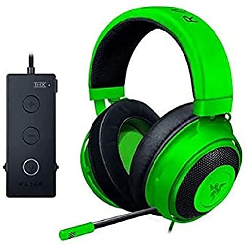 Razer Kraken Tournament Edition - Auriculares para videojuegos (auriculares con cable y controlador de audio USB, controlador THX Spatial Audio, 50 mm, compatibilidad entre plataformas), color verde